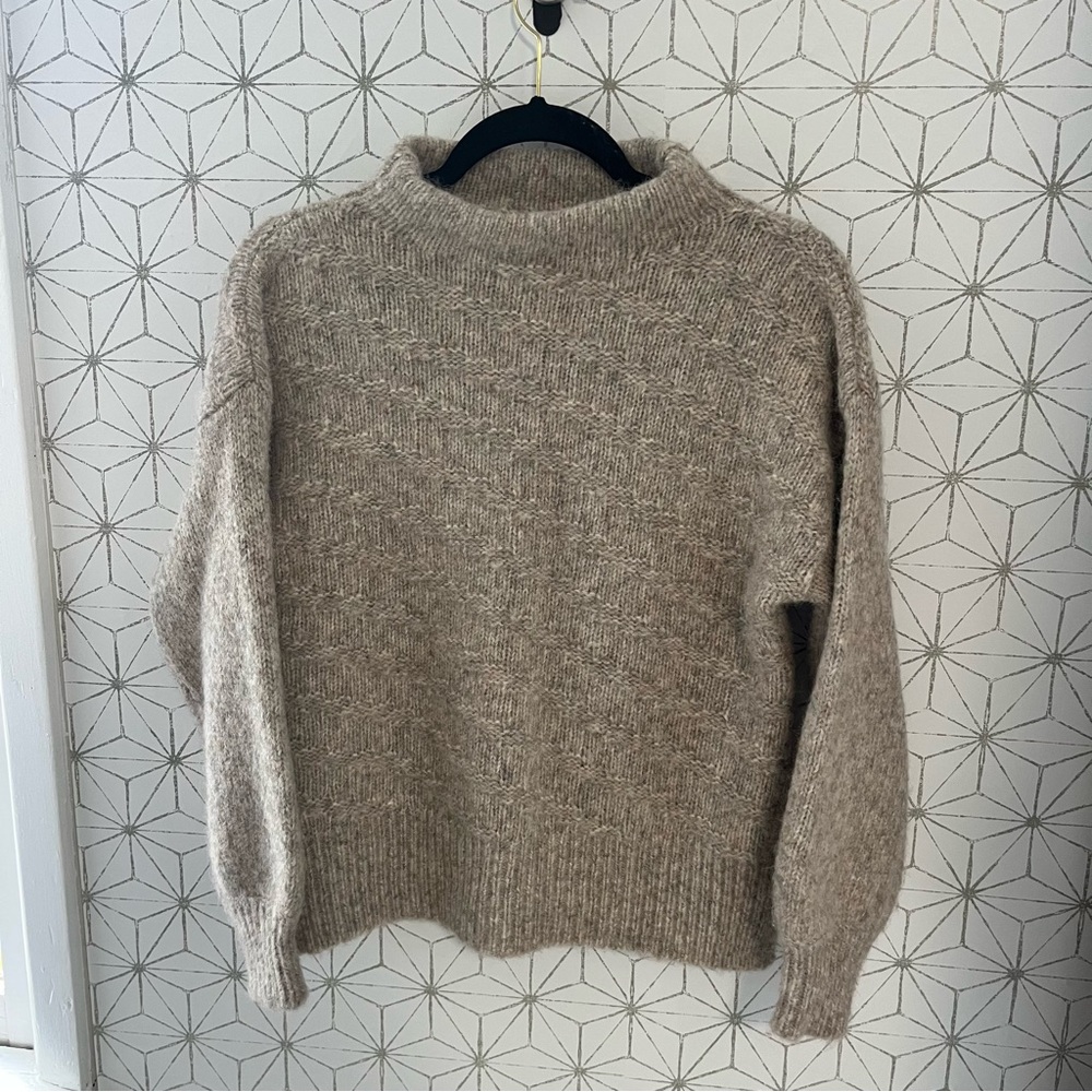 Cozy Crewneck Knit Sweater in Beige